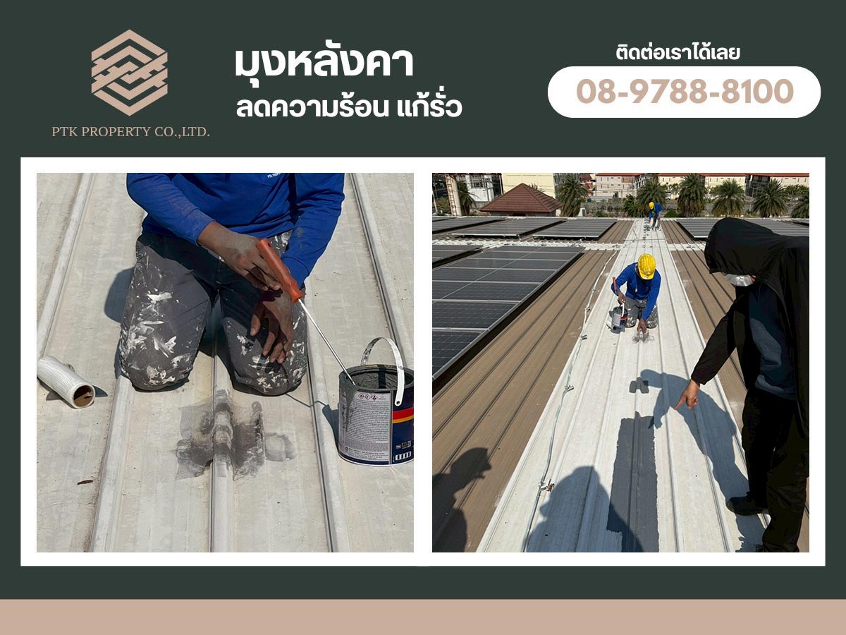 งานทาสีหลังคาแก้น้ำรั่ว
